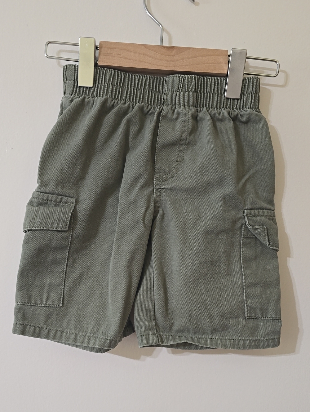 Kids Headquarters Olive Green Cargo Shorts with Elastic Waistband